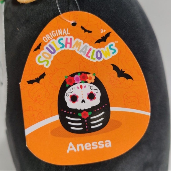 Squishmallow 12" Anessa Day Of The Dead Sugar Skull Black White Plush - Picture 3 of 7